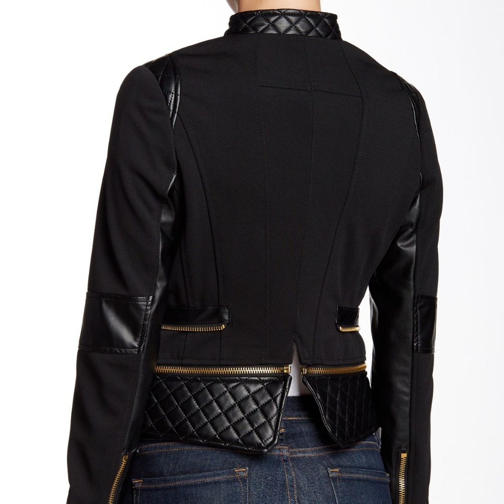 FILLMORE Zip Peplum Moto Blazer Jacket Topper NEW Black/Gold Womens CHIC  HP🎉 - Picture 5 of 12
